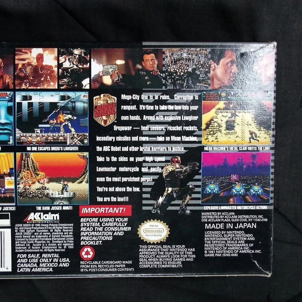 Judge Dredd Super Nintendo Game SNES CIB